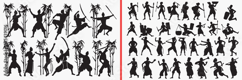 jumping people silhouettes vector, action human poses, energetic movement clipart, dynamic people svg, active lifestyle illustration, fitness jump graphics, black action silhouettes, motion human vect