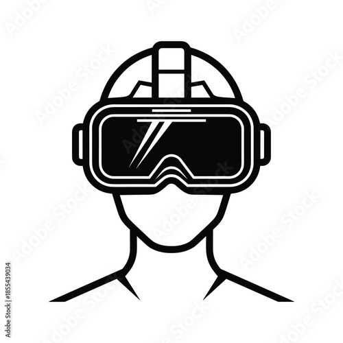 Man wearing virtual reality goggles icon