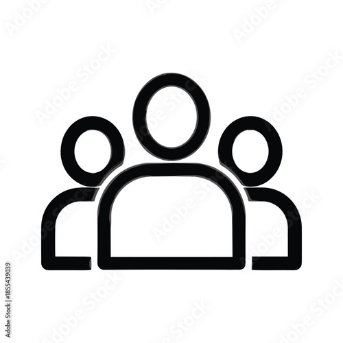 Three People Group Icon Simple Design