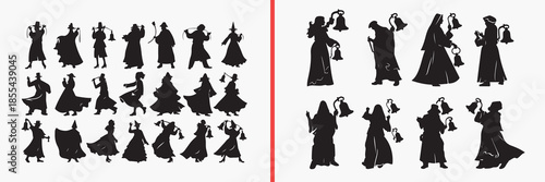 witch silhouette vector, fantasy female clipart, magic woman svg, halloween witch illustration, spellcaster graphics, black fantasy silhouettes, mystical character vector, fairy tale woman art, witch 