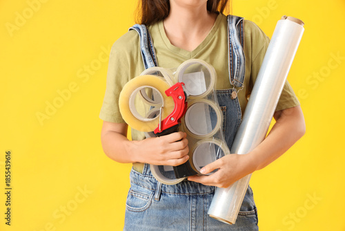 Young woman with adhesive t...