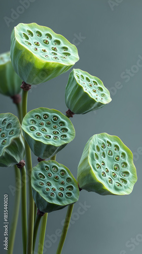 Wallpaper Mural Beautiful lotus flowers in serene setting with soft gray background Torontodigital.ca