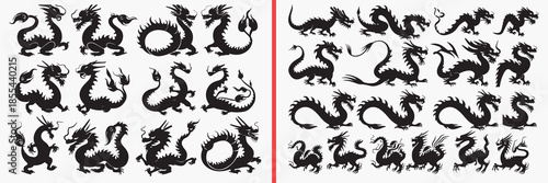 dragon silhouette vector, fantasy creature clipart, mythical dragon svg, flying dragon illustration, monster shadow graphics, black dragon silhouettes, epic fantasy vector art, legendary beast design,