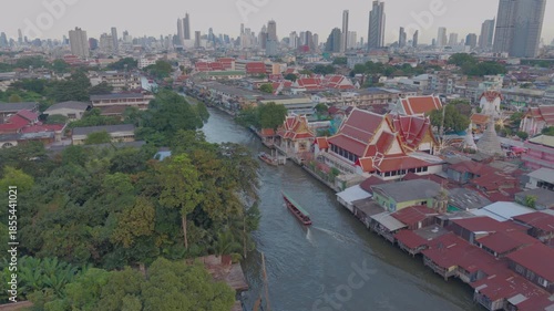 Bangkok, Thailand - 24th December 2025: Aerial view at Chao Phraya River
