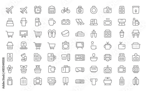 Collection of minimalist shopping and e commerce line icons
