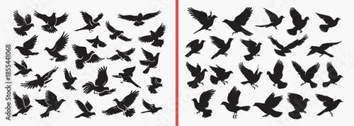 flying bird silhouettes vector, bird in flight clipart, wildlife bird svg, nature flying illustration, freedom bird graphics, black bird silhouettes, sky bird vector art, animal movement design, bird 