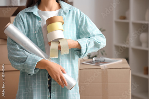 Young woman with adhesive t...
