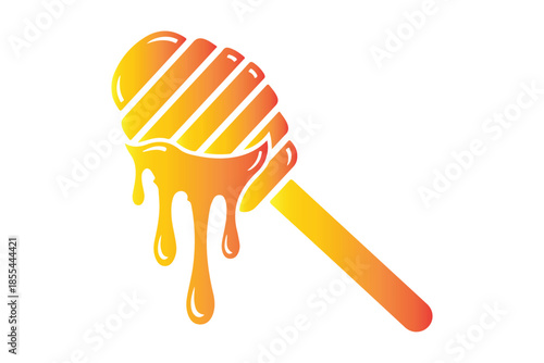 Colorful honey dipper with dripping honey