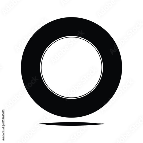 Black vinyl record with shadow