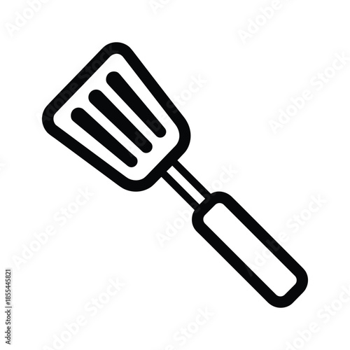 Black and white illustration of a spatula