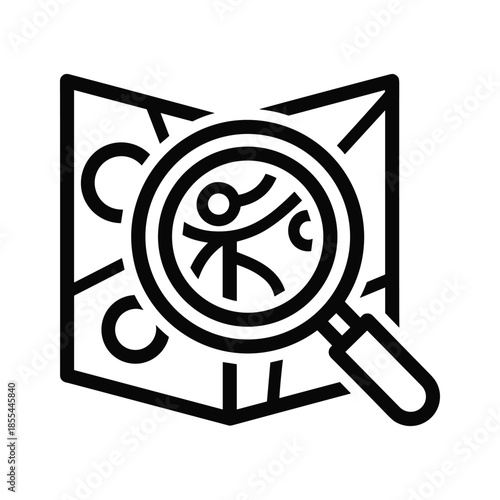 Magnifying glass examining a person icon on document