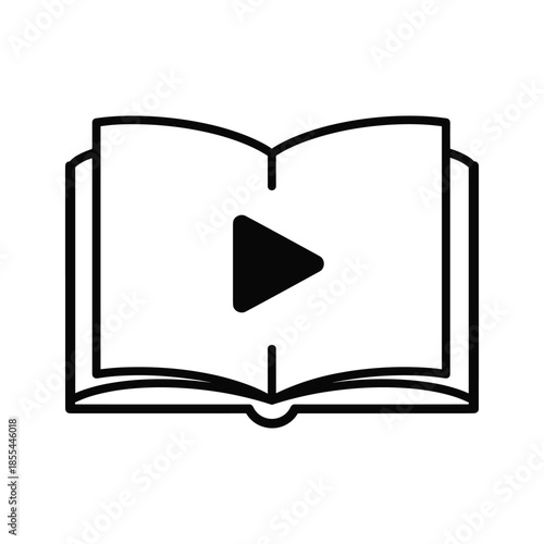 Open book with play button