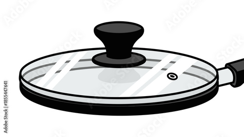 Black and White Frying Pan Illustration.