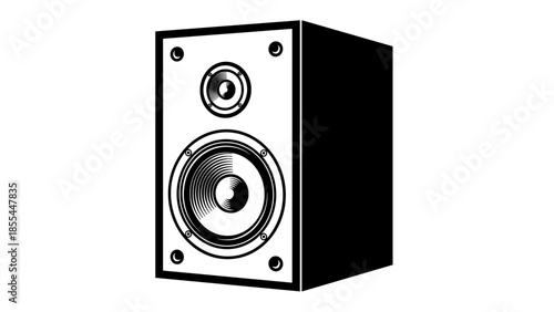Black and White Speaker System Illustration.