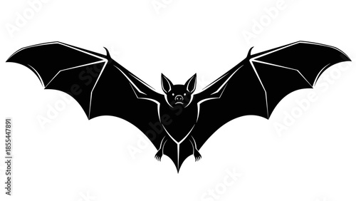 Black Bat Silhouette Flying in Air.