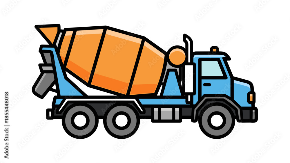 Fototapeta premium Blue Cement Mixer Truck Illustration.