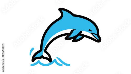 Cartoon Dolphin Leaping Out of Water.