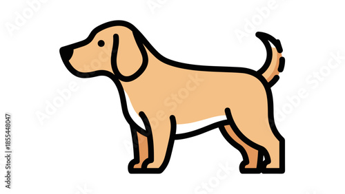 Cartoon Dog Illustration Standing Profile View.
