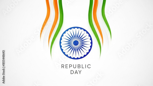 Indian republic day celebration symbol with blue wheel and orange, green, white lines