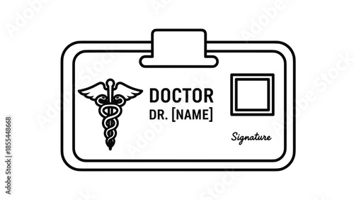 Doctor ID Badge with Medical Symbol.