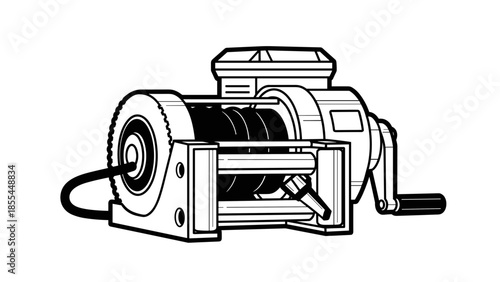 Electric Winch with Cable and Handle.