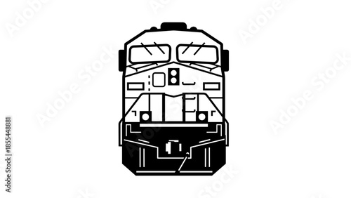 Front View of Train Locomotive Illustration.