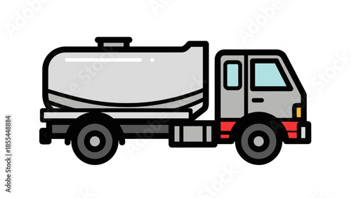 Fuel Tanker Truck Side View Illustration.