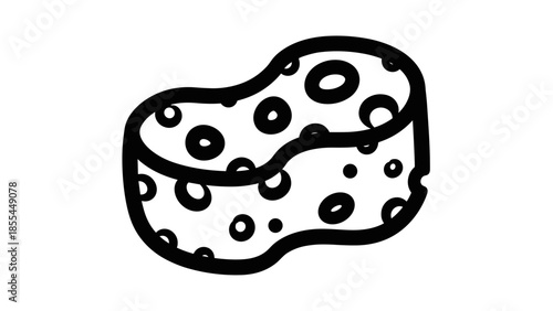 Illustration of Cheese with Holes Inside.