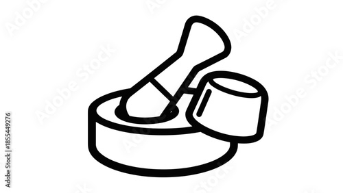 Mortar and Pestle Simple Line Drawing.