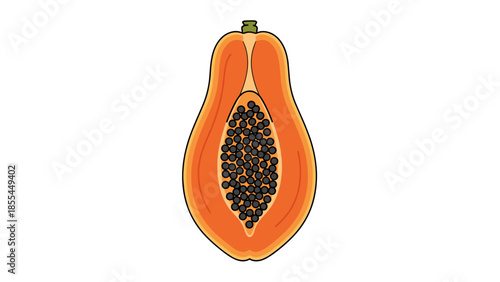 Papaya Fruit Cut Open Showing Seeds 1.