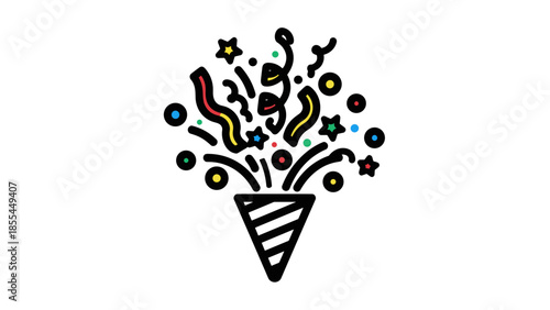 Party Popper Celebration Confetti Illustration.