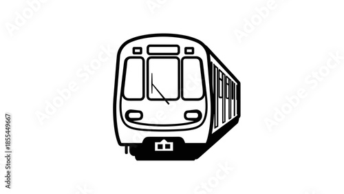 Simple black and white subway train illustration.