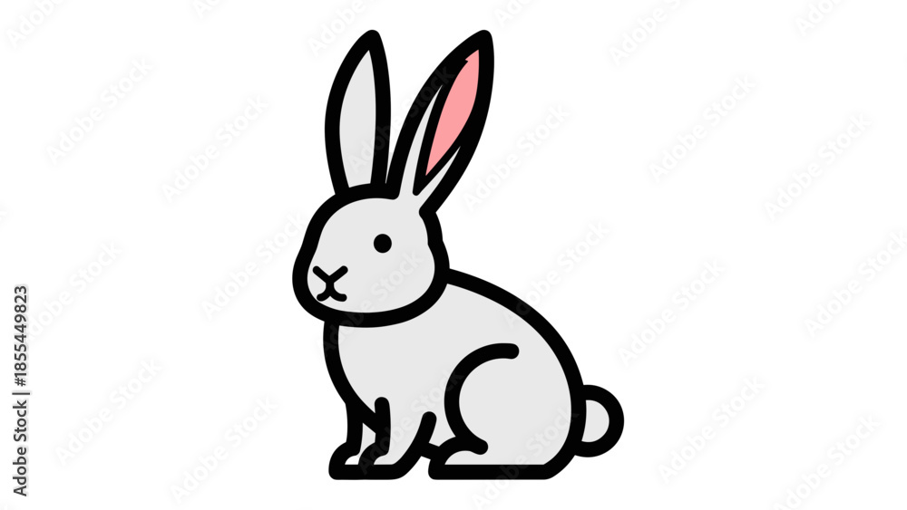 Obraz premium Simple Cartoon Rabbit Illustration.
