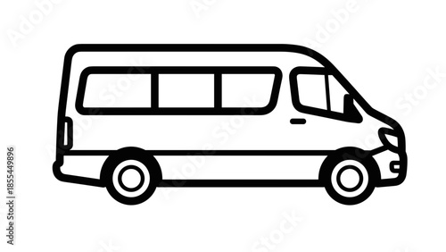 Simple Line Drawing of a Minibus.