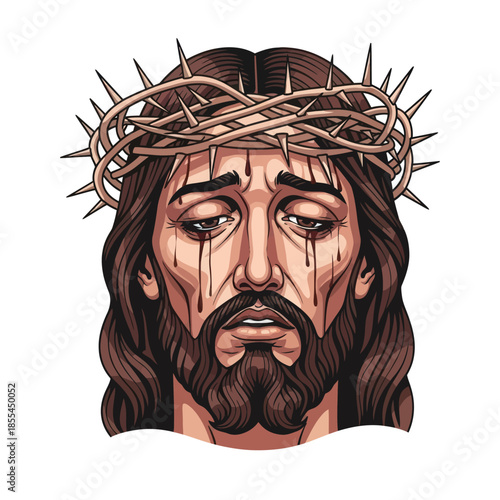Jesus Christ with Crown of Thorns a Symbol of Sacrifice and Faith.