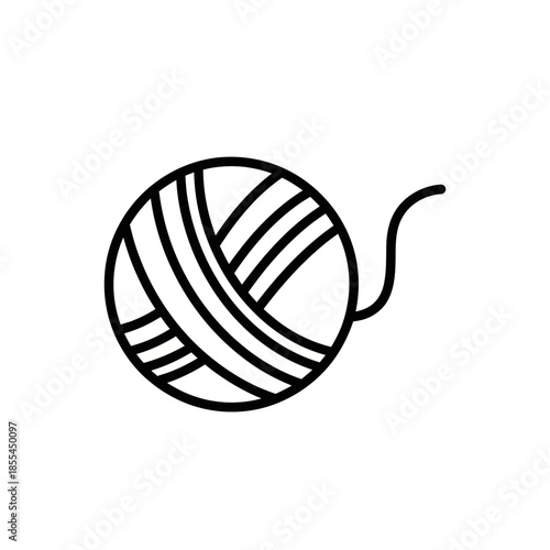 Minimalist Line Art of a Ball of Yarn for Crafts.