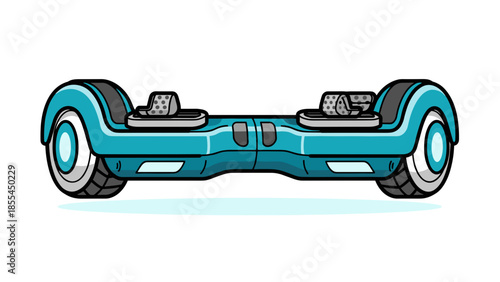Teal Hoverboard with Black Footpads and Wheels.