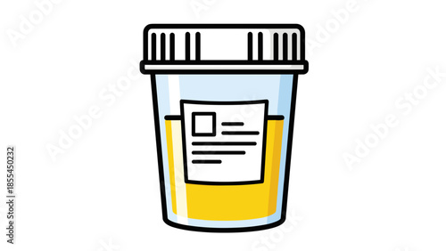 Urine Sample Container with Label.