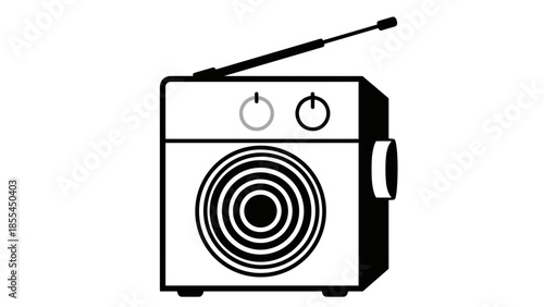 Vintage Style Retro Radio Illustration Design.