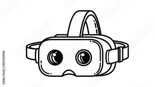 Virtual Reality Headset Simple Line Drawing.