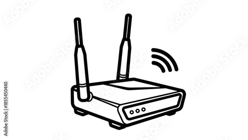 Wireless Router with Antennas and Signal.
