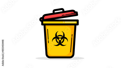 Yellow Biohazard Waste Container with Open Lid.