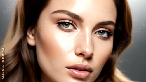 Wallpaper Mural Close-up of a woman's face with glowing skin Torontodigital.ca