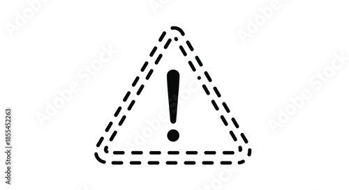 Black and white illustration of a warning sign with an exclamation mark