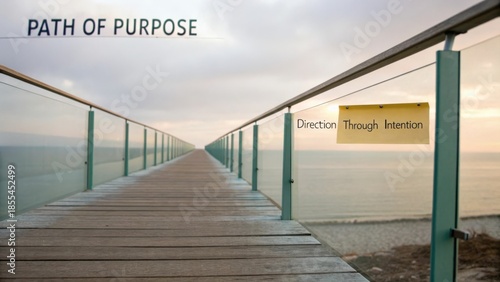 Tranquil Path Leading Towards Ocean with Inspirational Quotes on Display for Purpose and Intention