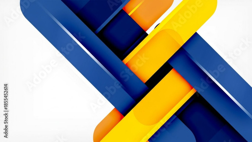 Vibrant blue and yellow abstract shapes intersecting design elements graphics