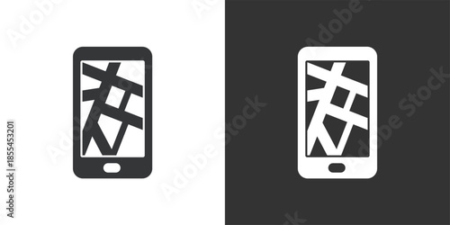 Mobile Digital Map icon. Solid glyph series icon