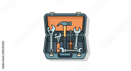 Toolbox filled with various tools perfect for construction and repair work ready to use.