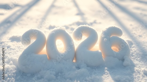 new year 2026 numbers made of snow