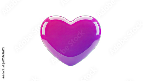 3D Glossy Pink Purple Heart Shape 3D Render Isolated on transparent background